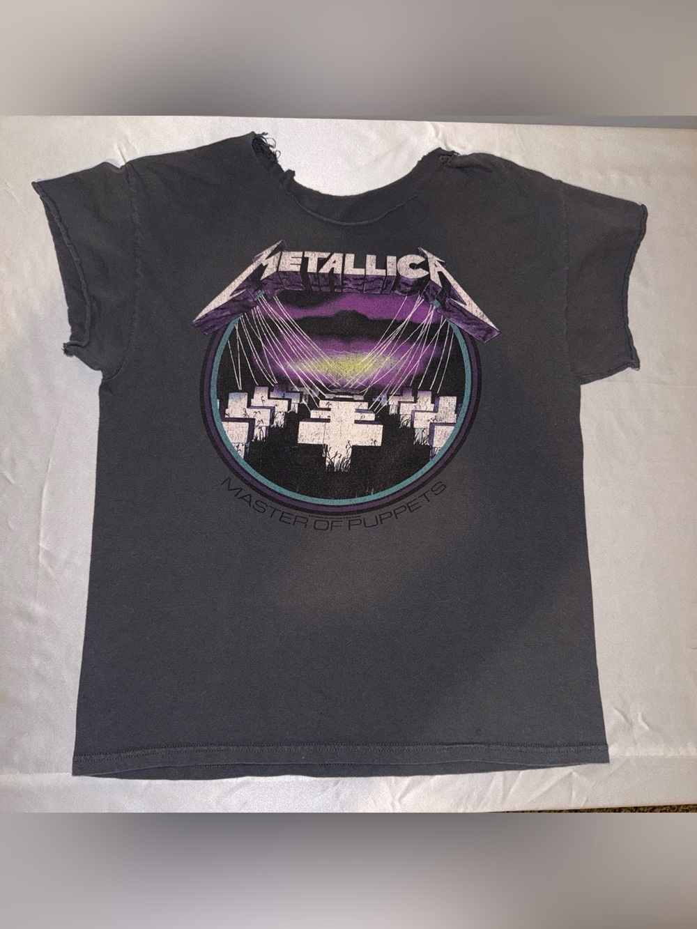 Thrashed Metallica Master of Puppets Graphic Tee - Raw Distressed Neck/Sleeves